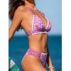 imageCUPSHE Womens Bikini Sets Two Piece Swimsuit Halter V Neck Back Hook Cutout Stitching Cheeky BottomWhitePink Floral