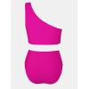 imageCUPSHE Womens Bikini Sets Two Piece Swimsuit High Waisted One Shoulder Color Block Ruched AsymmetricalFuchsiaPink