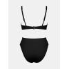 imageCUPSHE Womens Bikini Sets Two Piece Swimsuit High Waisted Square Neck Cutout Wide Straps Tank High Cut Cheeky BottomBlack