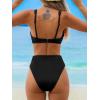 imageCUPSHE Womens Bikini Sets Two Piece Swimsuit High Waisted Square Neck Cutout Wide Straps Tank High Cut Cheeky BottomBlack