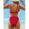imageCUPSHE Womens Bikini Sets Two Piece Swimsuit High Waisted Square Neck Cutout Wide Straps Tank High Cut Cheeky BottomCrimson Red
