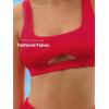 imageCUPSHE Womens Bikini Sets Two Piece Swimsuit High Waisted Square Neck Cutout Wide Straps Tank High Cut Cheeky BottomCrimson Red