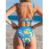 imageCUPSHE Womens Bikini Sets Two Piece Swimsuit High Waisted Twisted V Neck Adjustable Straps SwimwearBluePaisley