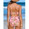 imageCUPSHE Womens Bikini Sets Two Piece Swimsuit High Waisted V Neck Bathing Suit Spaghetti Adjustable Straps Ruched SwimwearPinkFloral