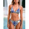imageCUPSHE Womens Bikini Sets Two Piece Swimsuit V Neck Halter Back Self Tie Stitching Side Lace UpNavyGreen Paisley