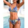 imageCUPSHE Womens Bikini Sets Two Piece Swimsuit V Neck Halter Back Self Tie Stitching Side Lace UpNavyGreen Paisley