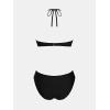 imageCUPSHE Womens Bikini Sets Two Piece Swimsuit V Neck Halter Stitching Back Hook Cutout Straps Mid RiseGreen PinkBlack