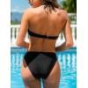 imageCUPSHE Womens Bikini Sets Two Piece Swimsuit V Neck Halter Stitching Back Hook Cutout Straps Mid RiseGreen PinkBlack