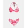 imageCUPSHE Womens Bikini Sets Two Piece Swimsuit V Neck Halter Stitching Back Hook Cutout Straps Mid RisePink Floral