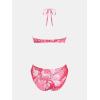 imageCUPSHE Womens Bikini Sets Two Piece Swimsuit V Neck Halter Stitching Back Hook Cutout Straps Mid RisePink Floral