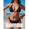 imageCUPSHE Womens Bikini Sets Two Piece Swimsuit V Neck Sexy Bathing Suit Color Block Halter Strap Self Tie Cheeky BottomBlackRed