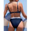 imageCUPSHE Womens Bikini Sets Two Piece Swimsuit V Neck U Wire High Waisted Color Block Cutout Adjustable Straps Back HookNavyWhite