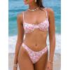imageCUPSHE Womens Bikini Sets Two Piece Swimsuit V Neck Underwire Adjustable Straps Cheeky Bottom Back HookWhite PinkFloral