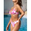 imageCUPSHE Womens Bikini Sets Two Piece Swimsuit V Neck Underwire Spaghetti Adjustable Straps Back Hook Mid RiseWhitePink Floral