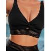 imageCUPSHE Womens Bikini Sets Two Piece Swimsuits High Waisted V Neck Front Twist Cut Out Mid Rise Bottom TexturedBlack