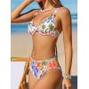 imageCUPSHE Womens Bikini Sets Underwire Scoop Neck Double Straps Self Tied Crisscross Bathing Suit High RiseWhiteBoho