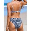 imageCUPSHE Womens Bikini Sets V Neck Adjustable Spaghetti Straps Front O Ring Bathing Suit Mid Rise High Cut BottomTropical Blue
