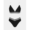 imageCUPSHE Womens Bikini Sets V Neck Two Piece Bathing Suit High Waisted Color Block Adjustable Double Straps Back HookBlackWhite