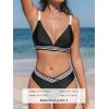 imageCUPSHE Womens Bikini Sets V Neck Two Piece Bathing Suit High Waisted Color Block Adjustable Double Straps Back HookBlackWhite