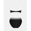 imageCUPSHE Womens Bikini Sets V Neck Two Piece Bathing Suit High Waisted Color Block Adjustable Double Straps Back HookBlackWhite