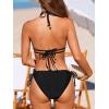 imageCUPSHE Womens One Piece Deep V Plunging Halter Neck Bathing Suit Monokini Self Tied TexturedBlack Floral