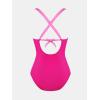 imageCUPSHE Womens One Piece Swimsuit Bathing Suit V Neck Ruched Crisscross Back Self Tie Color BlockMagentaPink