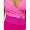 imageCUPSHE Womens One Piece Swimsuit Bathing Suit V Neck Ruched Crisscross Back Self Tie Color BlockMagentaPink