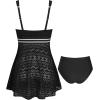 imageCUPSHE Womens One Piece Swimsuit Bathing Suit V Neck Swimdress Mesh Adjustable Wide Straps Swim SkirtBlackWhite
