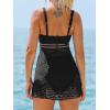 imageCUPSHE Womens One Piece Swimsuit Bathing Suit V Neck Swimdress Mesh Adjustable Wide Straps Swim SkirtBlackWhite