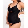 imageCUPSHE Womens One Piece Swimsuit Maternity Wrapped Front Ruched Pregnancy Bathing Suit Back Hook CutoutBlack