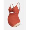 imageCUPSHE Womens One Piece Swimsuit Maternity Wrapped Front Ruched Pregnancy Bathing Suit Back Hook CutoutRed