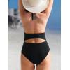 imageCUPSHE Womens One Piece Swimsuit Plunging Halter V Neck Bathing Suit Ruched Adjustable Straps Wide Self TieBlack