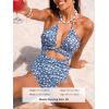 imageCUPSHE Womens One Piece Swimsuit Plunging V Neck Mesh Bathing Suit Crisscross Strappy SwimwearDusty BlueFloral