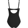 imageCUPSHE Womens One Piece Swimsuit Square Neck Bathing Suit Cutout Back Mesh Front Adjustable Wide Straps TexturedBlack