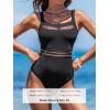 imageCUPSHE Womens One Piece Swimsuit Square Neck Bathing Suit Cutout Back Mesh Front Adjustable Wide Straps TexturedBlack