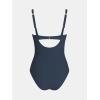 imageCUPSHE Womens One Piece Swimsuit Square Neck Bathing Suit Cutout Back Mesh Front Adjustable Wide Straps TexturedNavy Blue