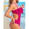 imageCUPSHE Womens One Piece Swimsuit Sweetheart Neck Ruffled Bathing Suit Cutouts Adjustable Self Tie Strappy SwimwearMagenta
