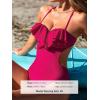 imageCUPSHE Womens One Piece Swimsuit Sweetheart Neck Ruffled Bathing Suit Cutouts Adjustable Self Tie Strappy SwimwearMagenta