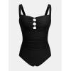 imageCUPSHE Womens One Piece Swimsuit Sweetheart Neck Wide Adjustable Straps Ruched Front Keyhole Bathing SuitBlack