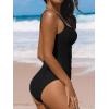 imageCUPSHE Womens One Piece Swimsuit Sweetheart Neck Wide Adjustable Straps Ruched Front Keyhole Bathing SuitBlack