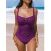 imageCUPSHE Womens One Piece Swimsuit Sweetheart Neck Wide Adjustable Straps Ruched Front Keyhole Bathing SuitDark Purple
