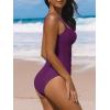 imageCUPSHE Womens One Piece Swimsuit Sweetheart Neck Wide Adjustable Straps Ruched Front Keyhole Bathing SuitDark Purple