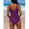 imageCUPSHE Womens One Piece Swimsuit Sweetheart Neck Wide Adjustable Straps Ruched Front Keyhole Bathing SuitDark Purple