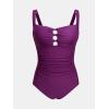 imageCUPSHE Womens One Piece Swimsuit Sweetheart Neck Wide Adjustable Straps Ruched Front Keyhole Bathing SuitDark Purple