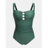 imageCUPSHE Womens One Piece Swimsuit Sweetheart Neck Wide Adjustable Straps Ruched Front Keyhole Bathing SuitGreen