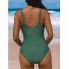 imageCUPSHE Womens One Piece Swimsuit Sweetheart Neck Wide Adjustable Straps Ruched Front Keyhole Bathing SuitGreen