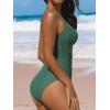 imageCUPSHE Womens One Piece Swimsuit Sweetheart Neck Wide Adjustable Straps Ruched Front Keyhole Bathing SuitGreen