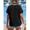 imageCUPSHE Womens Summer Top Short Sleeve V Neck Dressy Casual Loose Fit Shirts Trendy T Shirts Outfits Beach Vacation ClothesBlack