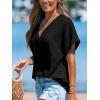 imageCUPSHE Womens Summer Top Short Sleeve V Neck Dressy Casual Loose Fit Shirts Trendy T Shirts Outfits Beach Vacation ClothesBlack