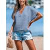 imageCUPSHE Womens Summer Top Short Sleeve V Neck Dressy Casual Loose Fit Shirts Trendy T Shirts Outfits Beach Vacation ClothesBlue